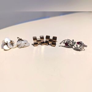 Lot of Three Pairs Vintage Screw Back Earrings Including Royal Crest, Jay Flex